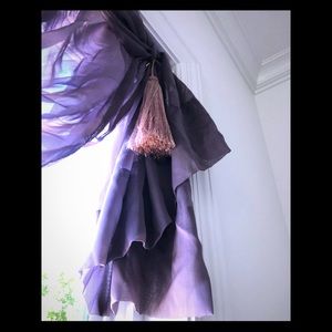 Set 3 100% polyester dusty purple sheer window panels 42 x 82 inches long